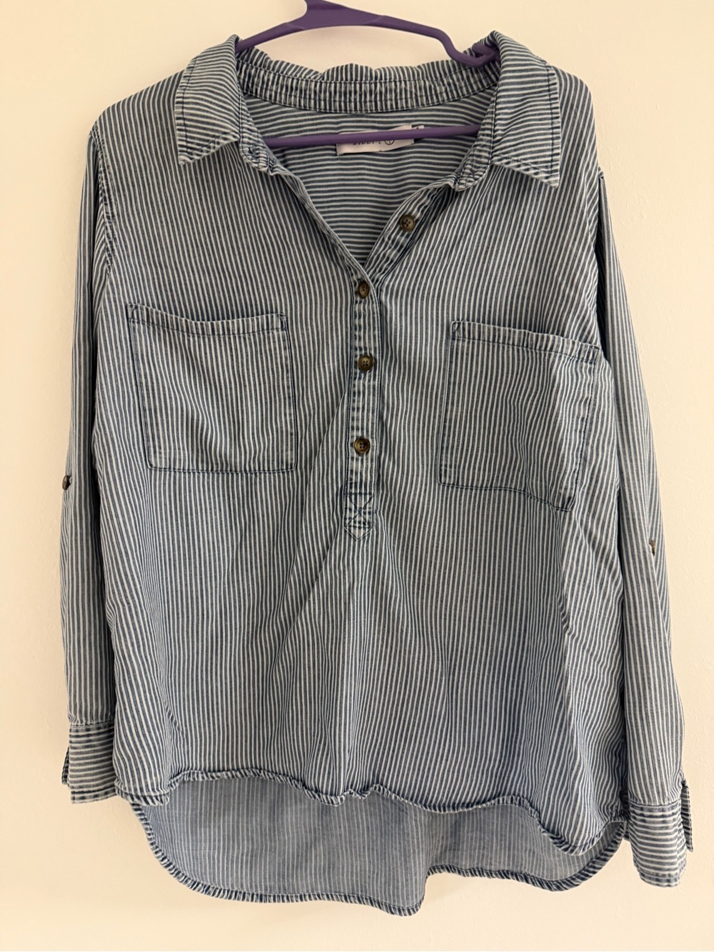 Billy T Striped Blue Women's Casual Button-Down Shirt